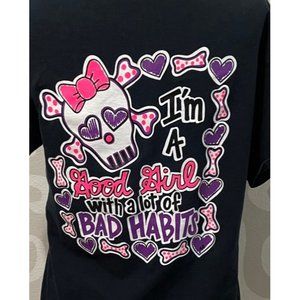 Southern Chic T-Shirt Good Girl Bad Habits Black Size Medium